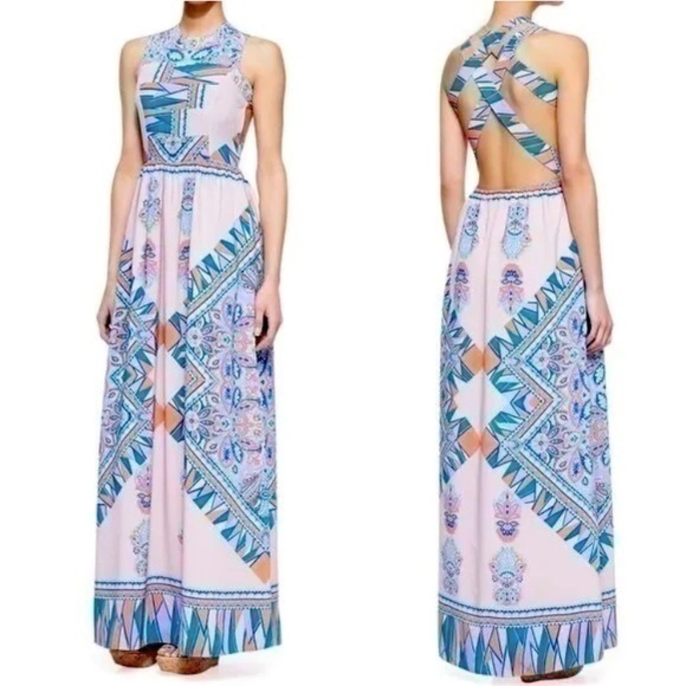 Lovers + Friends sleeveless strappy back maxi dress size M.